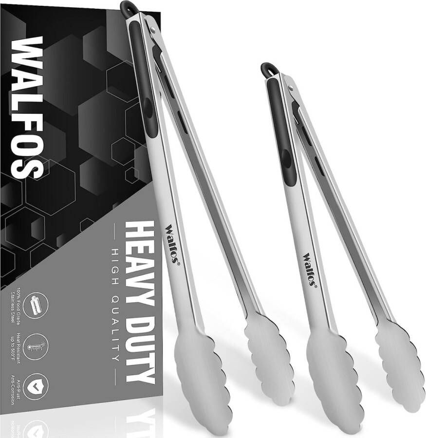 Grilltang keukentang van roestvrij staal kooktang hittebestendige handgreep ideaal voor grillen grijpen en koken 30 cm en 43 cm