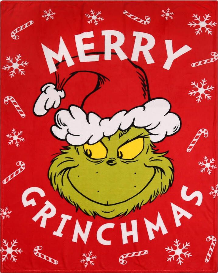 Grinch Rode Sprei Deken Kerstdeken 130x160 cm OEKO-TEX