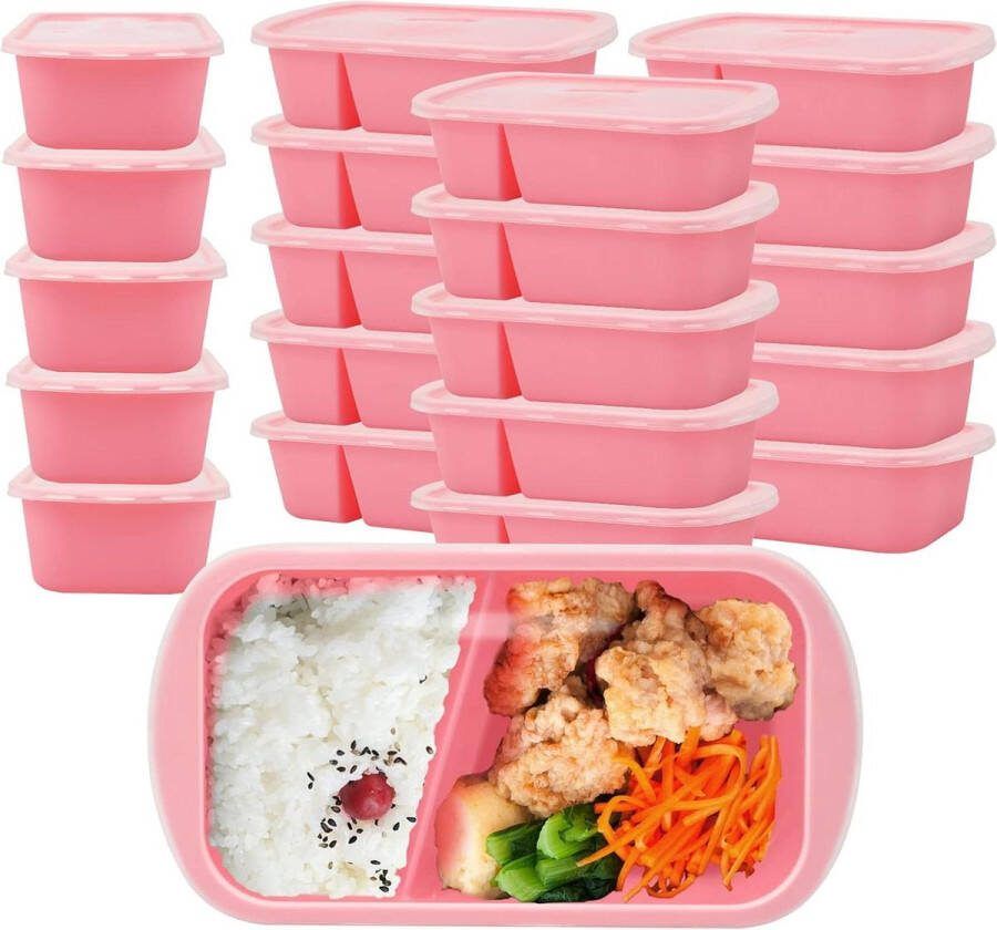 Grind Prep Boxes Pack of 20 2 Compartments 1000 ml Reusable BPA Free Lunch Box with Lid Microwave Tableware Dishwasher Safe Airtight Lid Closure Meal Prep Boxes