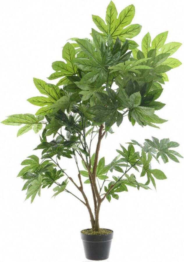 Bellatio Flowers & Plants Groene Aralia klimop kunstplanten in zwarte pot 90 cm Kunstplanten nepplanten Kamerplanten planten in pot