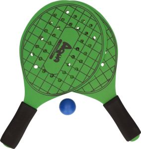 Groene beachball set met tennisracketprint buitenspeelgoed Houten beachballset Rackets batjes en bal Tennis ballenspel