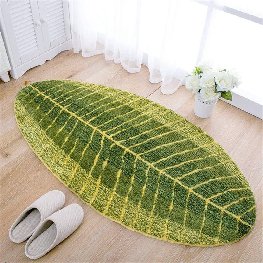 Groene bladeren zachte antislip badmat douchemat vloermat tapijt voor badkamer keuken woonkamer slaapkamer 45 x 120 cm