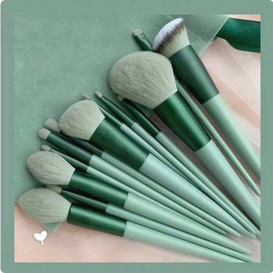 Groene Makeup set -Make up borstels Makeup kwasten Makeup set 13 stuks Blush borstels Poederborstels Oogschaduw borstels Concealer borstels Smudge borstels Lip borstels Wenkbrauw borstels
