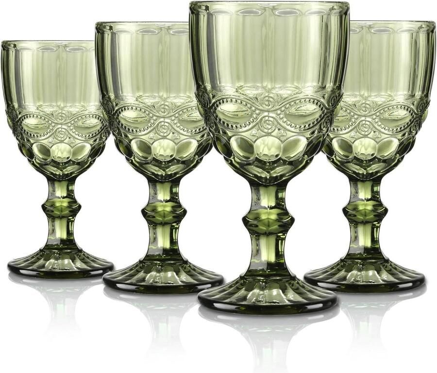 Groene wijnglazen set van 4 vintage kelken gekleurde wijnkelk wijn sapdranken rode wijnglazen vaatwasmachinebestendig