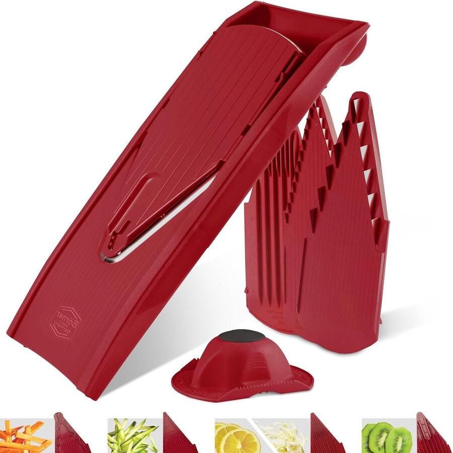 Groente Snijden- Schijfjes Blokjes ClassicLine Starter Mandoline Slicer Groentesnijder 5-Delige Set Rood Groentesnijder