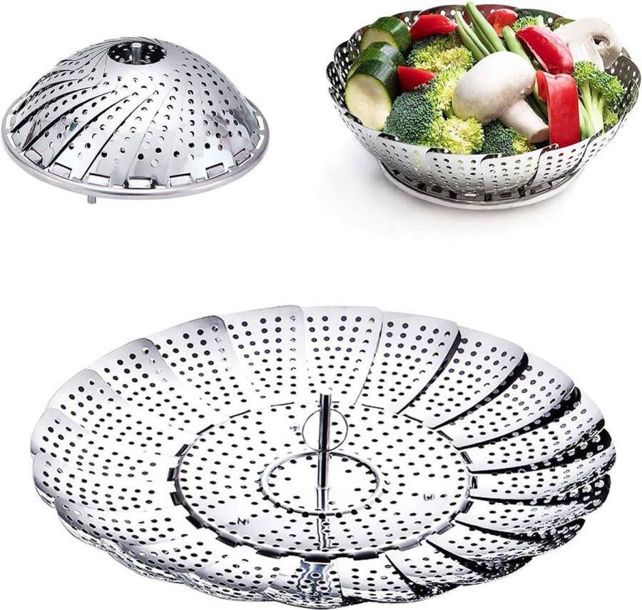 Eruinfang Vegetable Steamer Stainless Steel Steamer Basket Steamer Insert for Seafood Vegetables Eggs Meat Cooking (14 to 23.5 cm) Silver 6 cm x 14 cm