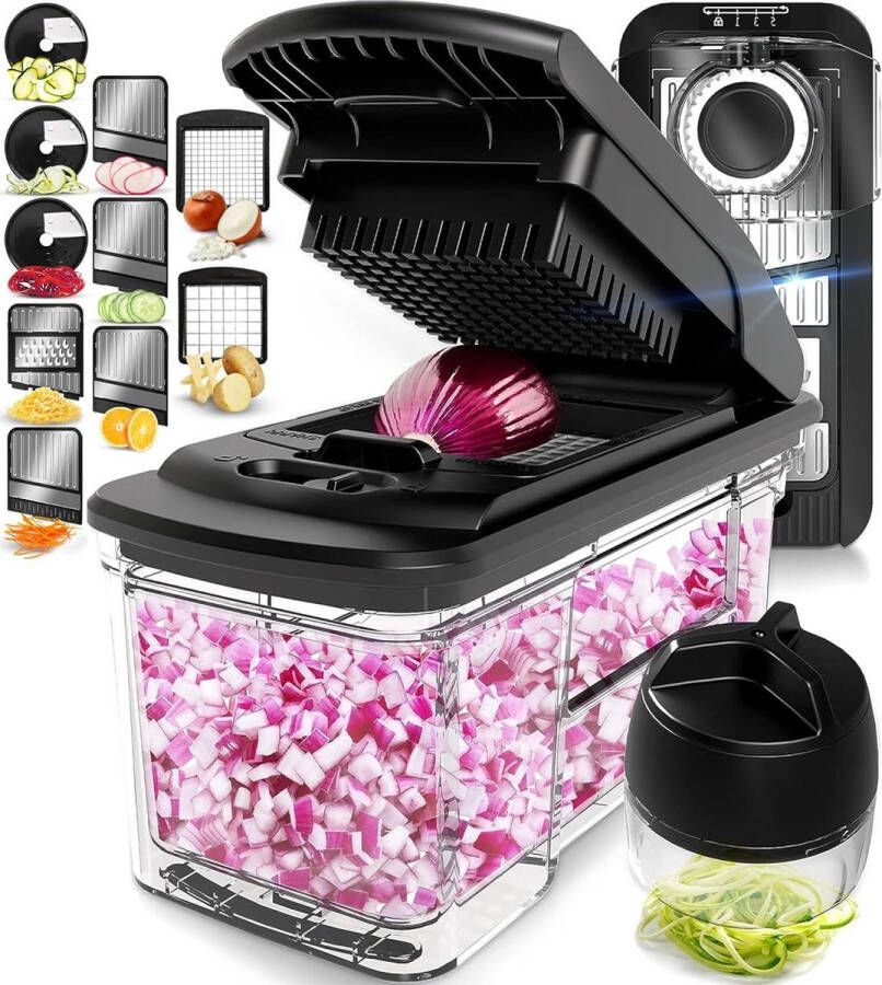 Groentehakselaar mandolijnsnijmachine kaasrasp veggie Dicer Multi Blade Franse frituursnijder bonus handheld spiralizer keukengadgets