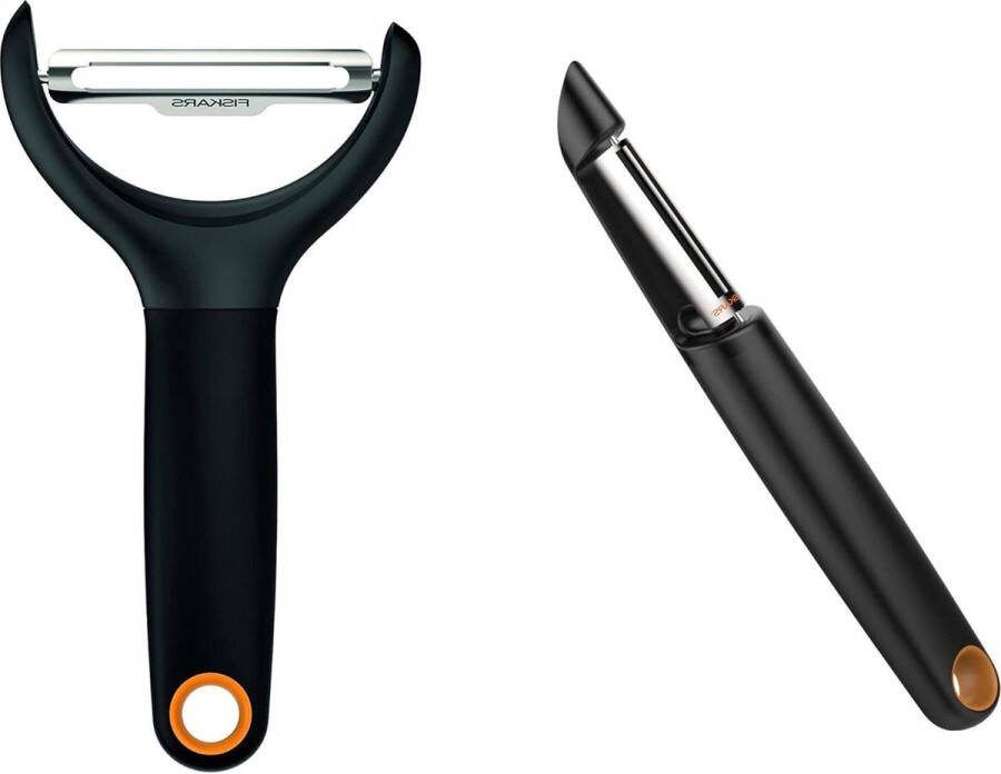 Groenteschiller Duo Pack Totale lengte 15 cm Staal kunststof Functionele vorm Zwart Keukenaccessoires