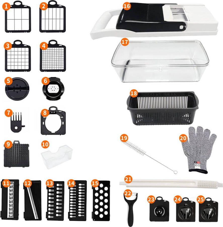 Groentesnijder met verschillende mesjes Mandoline Uiensnijder Vegetable chopper