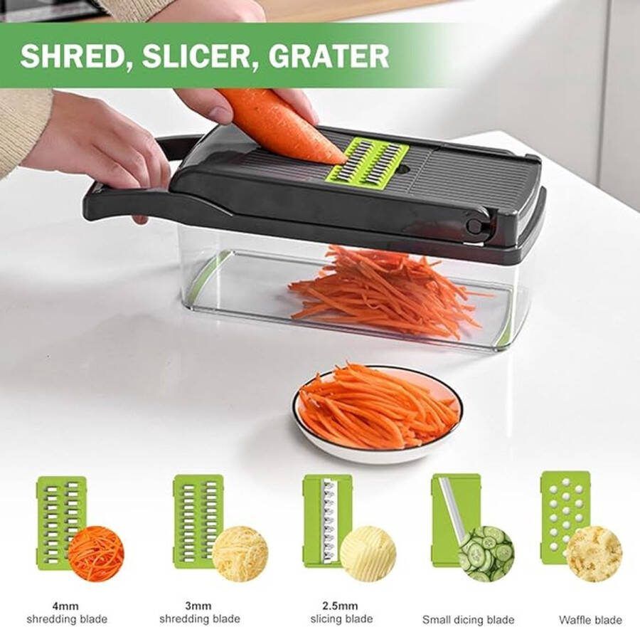 Groentesnijder met verschillende mesjes Mandoline Uiensnijder Vegetable chopper33.5L x 11W x 11H centimetres