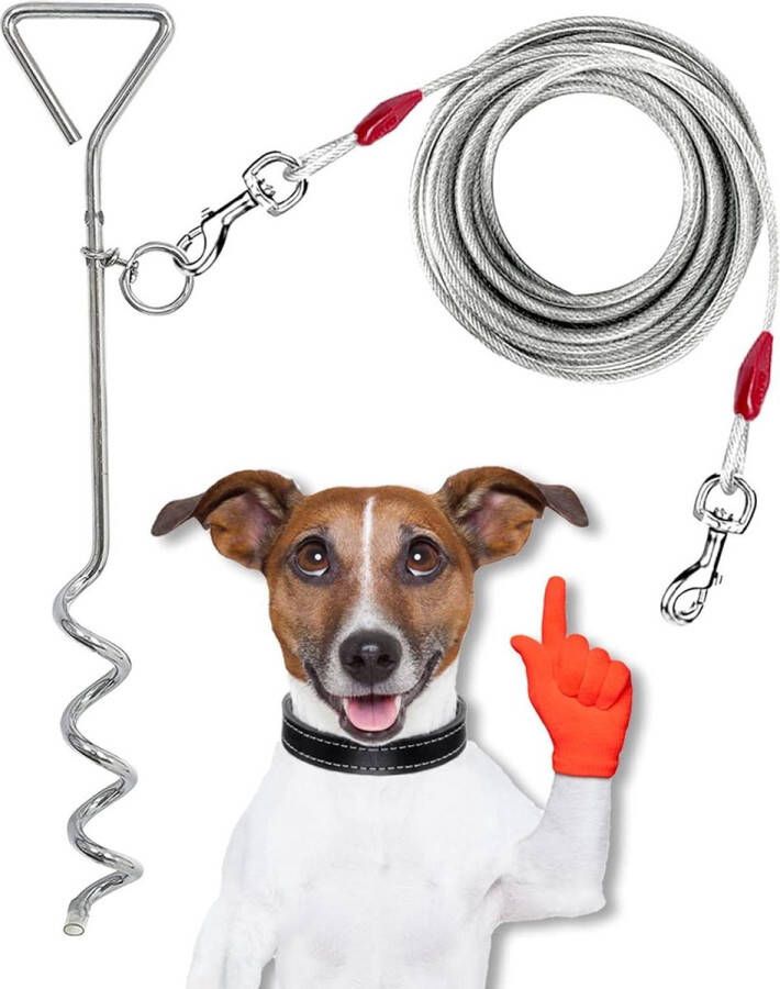 Grondanker hond 3 meter hondenbindkabel heavy duty stalen spiraalvormige grondspike hondenkettingen voor buiten hondenriem voor honden camping tie out hondenketting voor buiten Grondanker hond