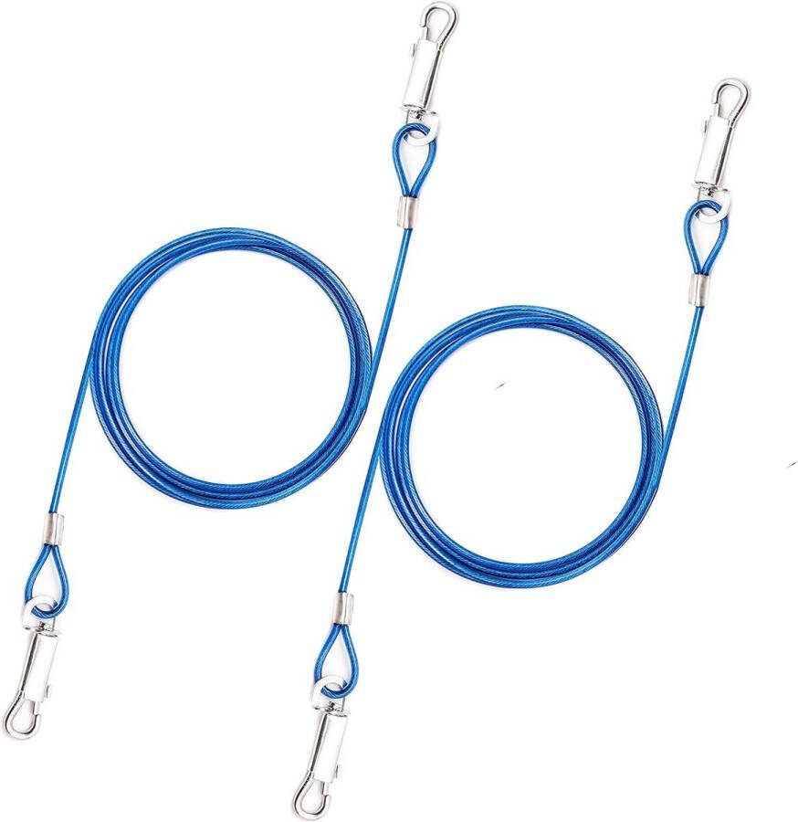 Grondanker hond hondenkettingen voor buiten-hond stropdas-kabel hondenketting outdoor-hond camping accessoires hondenriemen riem voor stalen spiraal hondenspel grondpen 2 x 18 m (blauw) Grondanker hond