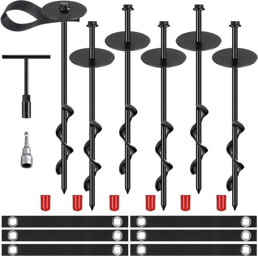 Grondankers set van 6 Om in te draaien 30 cm lengte Voor trampoline schommel paviljoen tent