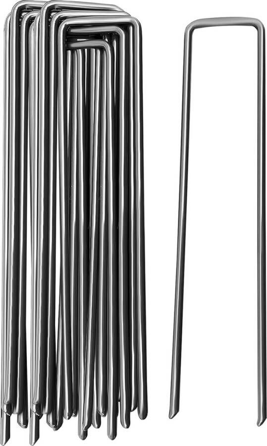 Grondankers Van Niet-Verzinkt Staal (100 Stuks) Stabiele Grondankers Voor Onkruidvlies Tuinvlies Schutting & Net 150 mm Lang 25 mm Breed Ø 2.7 mm