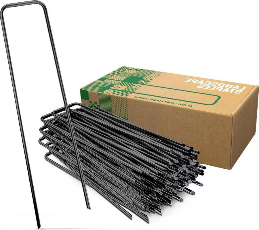 Grondankers van Niet Verzinkt Staal (250 Stuks) Stabiele Grondankers Voor Onkruidvlies Tuinvlies Schutting & Net 150 mm Lang 25 mm Breed Ø 2.7 mm Sterke Grondverankeringsoptie
