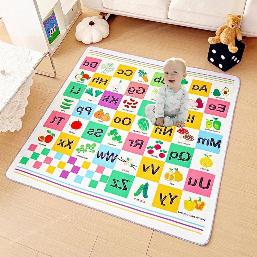 Groot 130 * 130cm 4-Laags Structuur Opvouwbare Baby Floor Play Mat voor Kruipen Waterdicht Antislip Baby Kruipmatten Zachte Speelmat voor Baby's Kruipen-groente