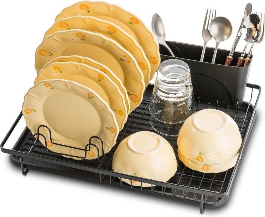 Groot afdruiprek voor aanrecht roestvrij keukengereihouder zwart dish drying rack