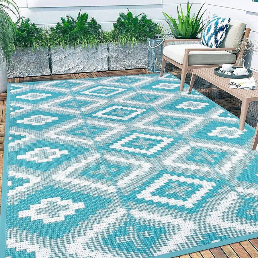 Groot buitentapijt 180 x 270 cm omkeerbaar plastic stro geweven tapijt waterdichte campingtapijten voor tuin gerecycleerde RV patio vloermat voor veranda picknick strand aanhanger