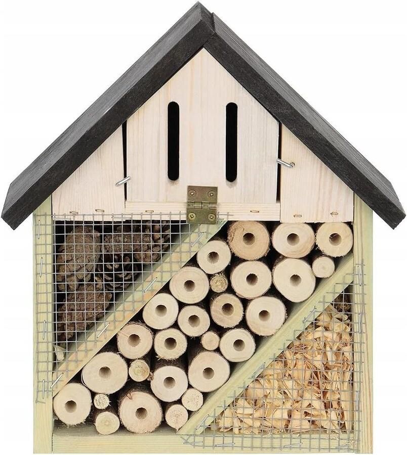 Groot houten insectenhotel nesthulp en bescherming voor nuttige insecten bijenhotel voor vlinders en lieveheersbeestjes