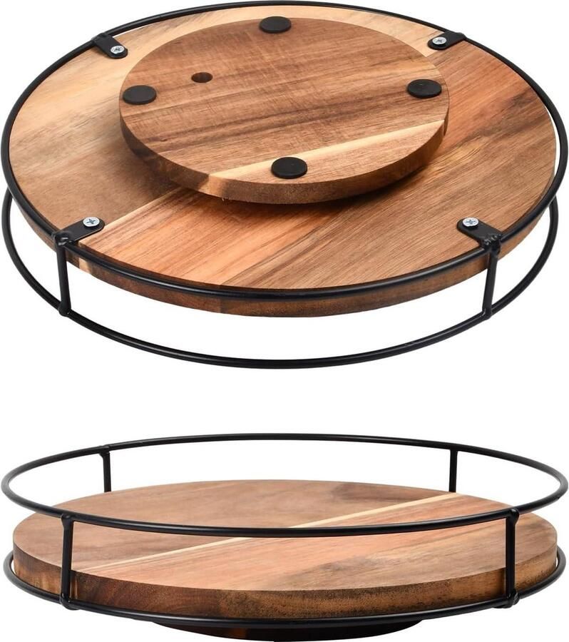 Groot houten roterend kruidenrek 25 cm Draaibare specerijenhouder voor keuken en badkamer