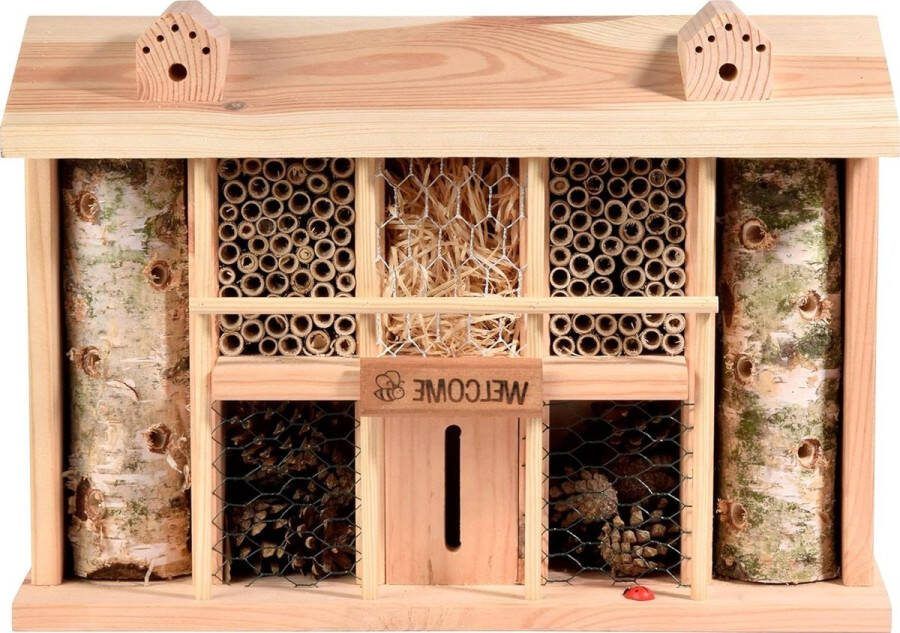 Groot Insectenhotel Alabama Nesthulp voor Wilde Bijen en Insecten Bijenhuis van Massief Hout Insectennesthulp voor Tuin-Terras-Balkon 44 x 135 x 30 cm Natuurlijke Dobargreen Label 22390FSCe insect hotel