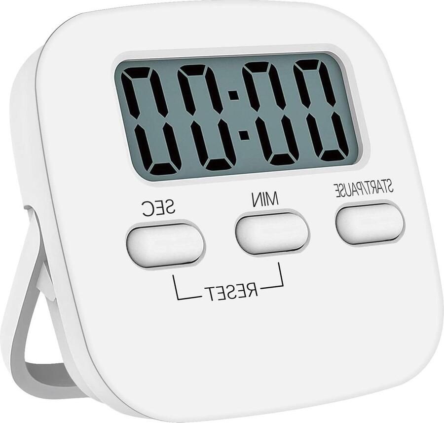 Groot Lcd-scherm Digitale Kooktimer Magnetische Stopwatch Timer Met Luid Alarm Countdown Klok Wit time timer
