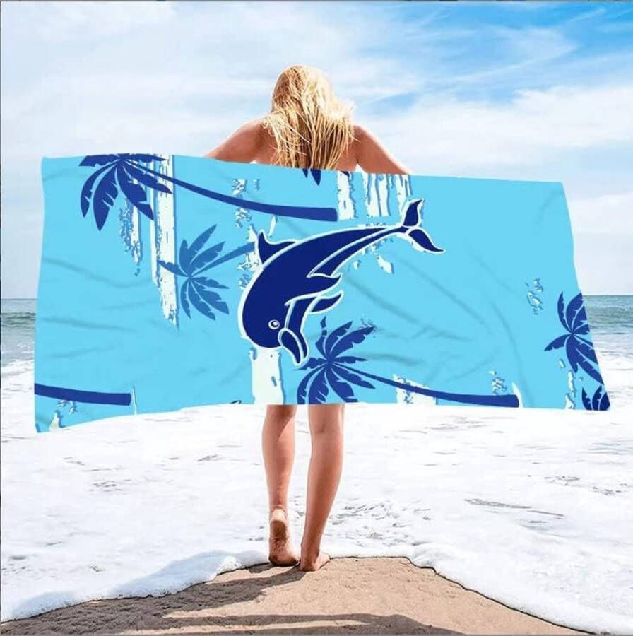Groot microvezel handdoek badhanddoek strandhanddoek 180 x 75 zandafstotend sneldrogend microvezel badhanddoek groot voor strand zwembadside strandstoelen (kokosnoot dolfijn)