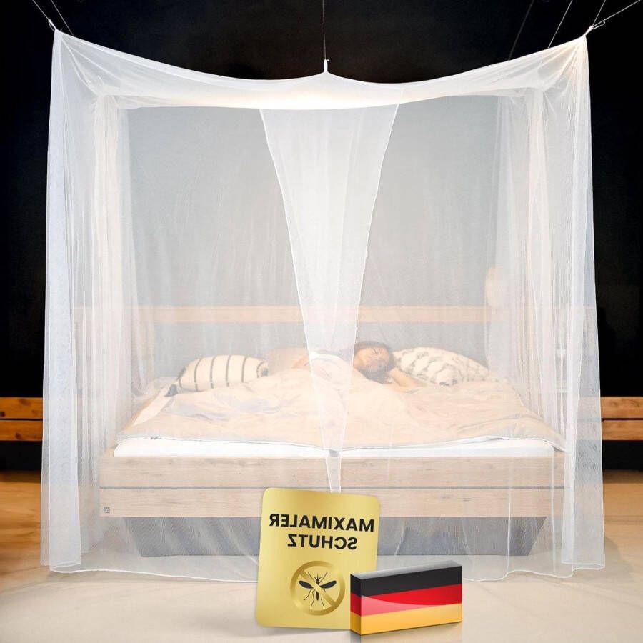 Groot muggennet voor tweepersoonsbed inclusief montagemateriaal voor thuis Luxe indoor muggenbescherming muggennet bed pop-up klamboe