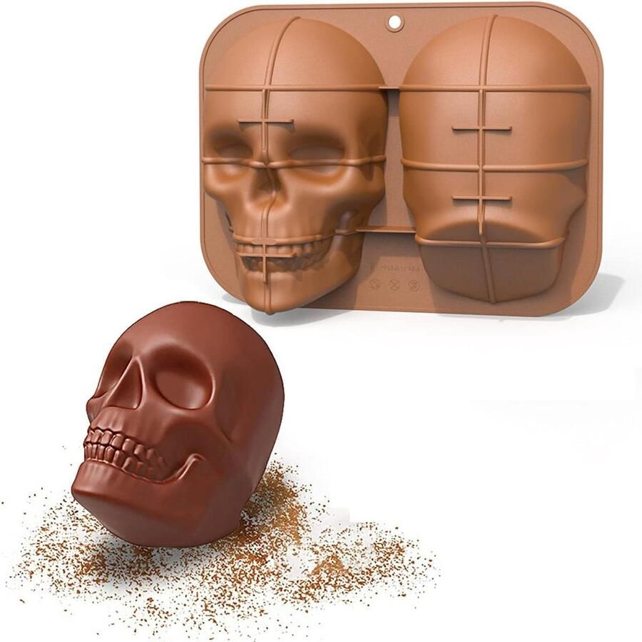 Grote 3D Siliconen Doodshoofd Bakvorm voor Halloween Verjaardagsfeest Schedel Cakevorm (32 x 24 x 96 cm)
