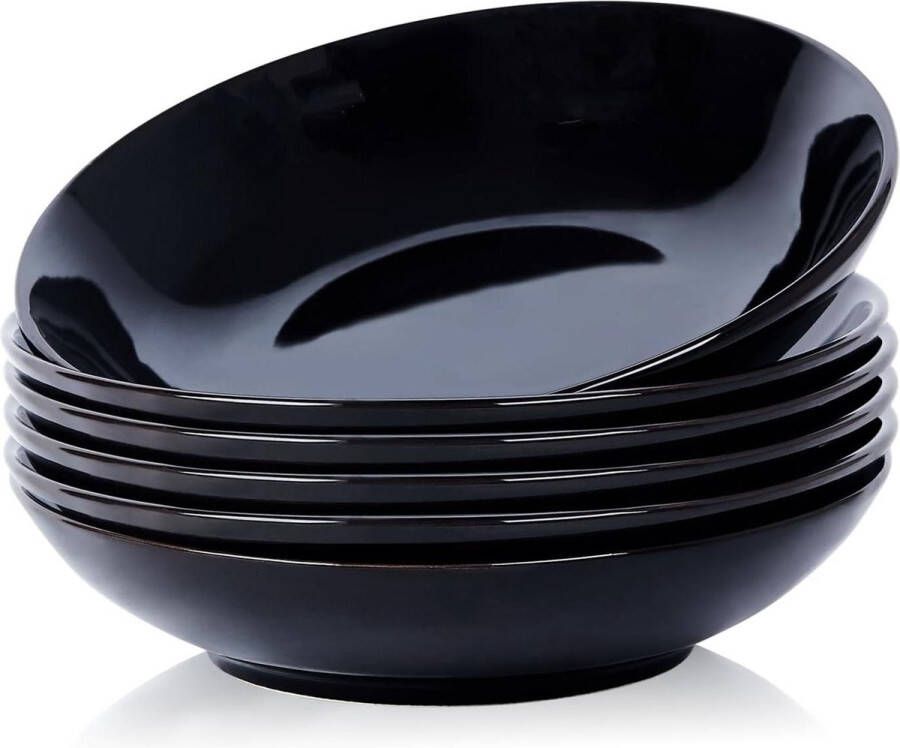 Grote 40oz Keramische Pasta Kommen Set Blauw en Wit Magnetron en Oven Veilig Servies voor Diner Zwarte Kleur