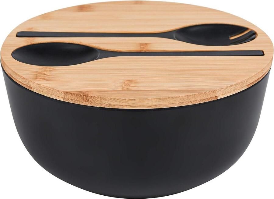 Grote 98 inch Mengkom van Massief Bamboe Saladeset met Servers voor Fruit Salades en Decoratie Zwart 98 INCH Bamboo bowl
