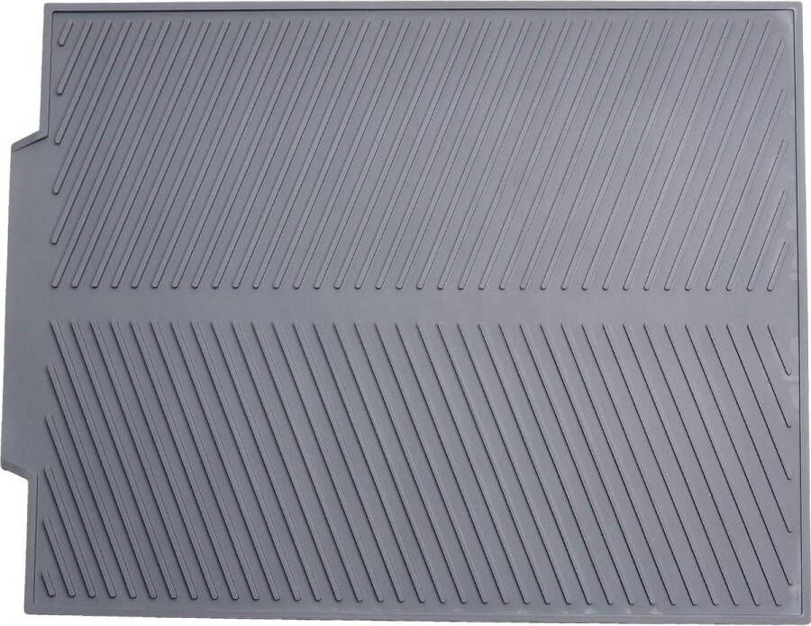 Grote afdruipmat van polyester en microvezel grijs 44x33x06 cm voor snel drogen van servies