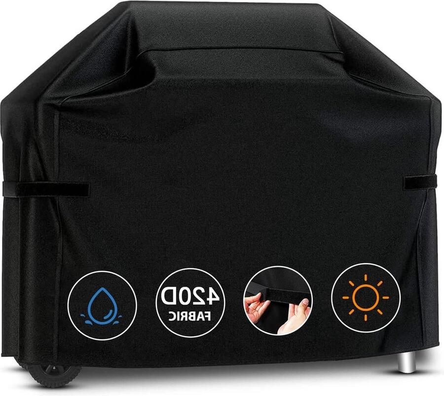 Grill Cover Waterdicht Heavy Duty 183x66x130cm voor Grote BBQ Gas Grill Klittenband Winddicht UV-bestendig Scheurbestendig Zwart BBQ hoes