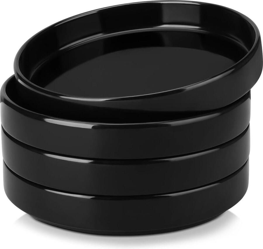 Grote Brede Zwarte Serveerschalen 4 stuks Vaatwasser- en Magnetronbestendig Voor Pasta en Soep 34 oz