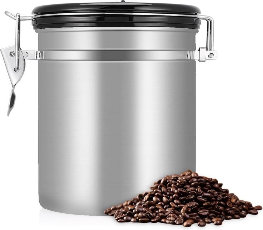 Grote capaciteit koffiedoos 16 ounce koffiecontainer van roestvrij staal met tijdkompas en verzegelde deksel voorraaddoos om koffiebonen droge thee noten granen te bewaren