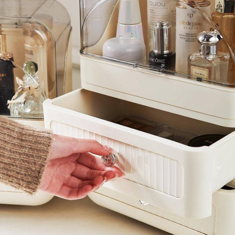 Grote Capaciteit Make Up Cosmetic Organiser met Deksel en Stofdicht Beauty Organizer voor Dressoir Slaapkamer Badkamer Opbergsysteem