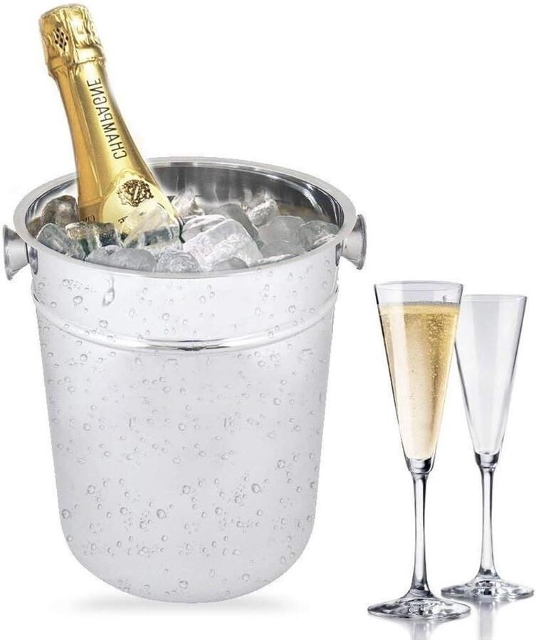 Grote Champagne Emmer van Roestvrij Staal 25 x 23cm Drankemmer voor Wijnkoeler met Ijsemmer