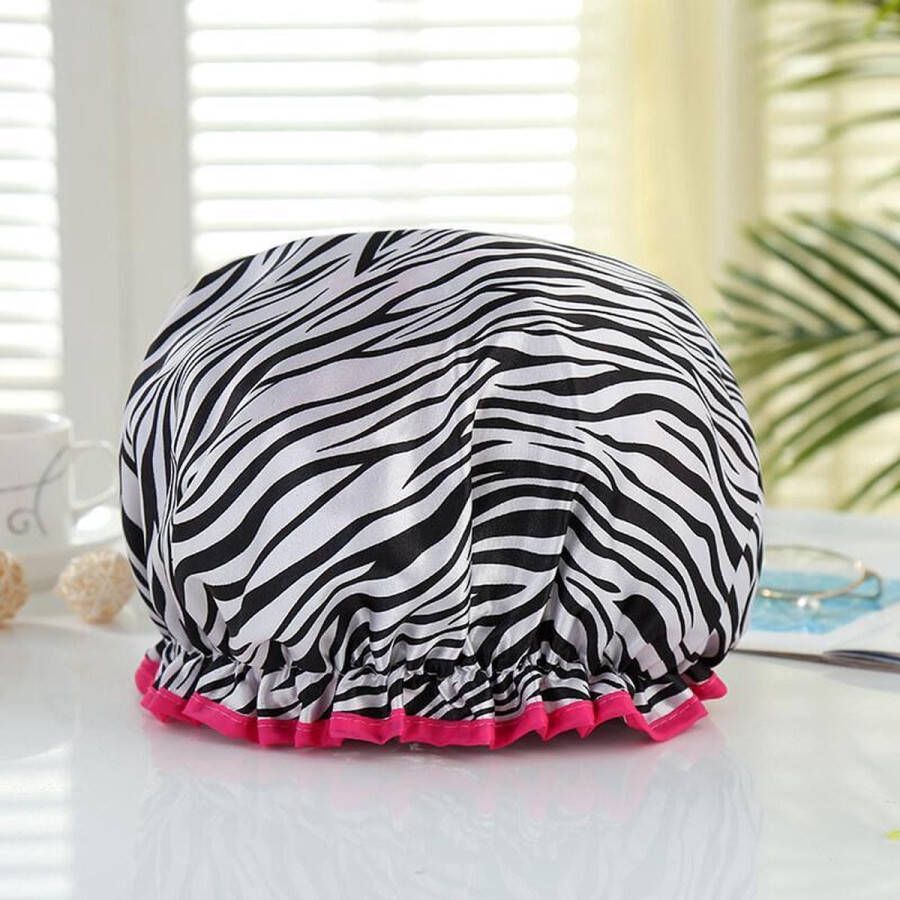 Merkloos Sans marque Afabs GROTE Douchemuts Shower cap Douchekapje Douche cap voor vol haar krullen afro Zwart witte zebra