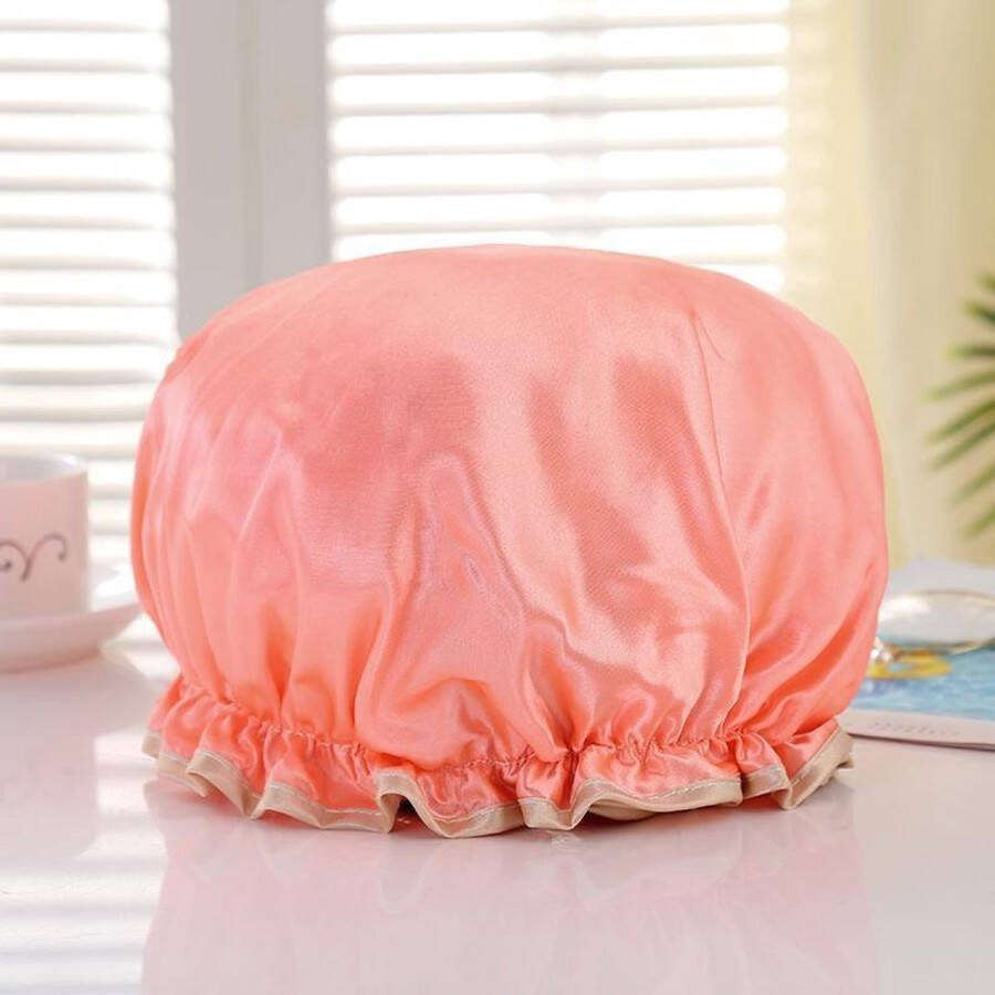 GROTE Douchemuts Shower cap Douchekapje Douchecap voor vol haar krullen afro Zalm Roze