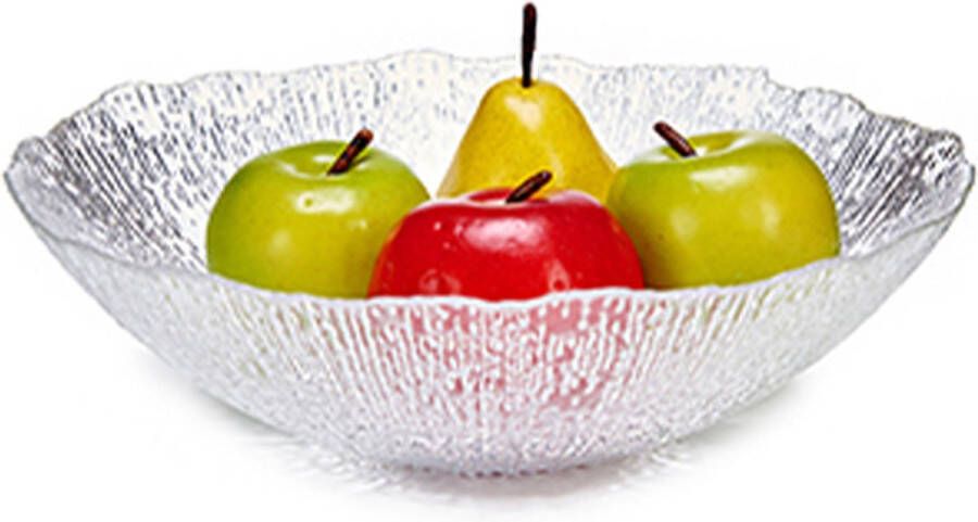 Merkloos Grote fruitschaal van bewerkt glas rond 30.5 cm Fruitschalen