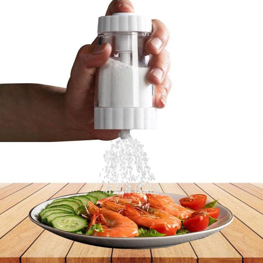 Grote glazen zoutvaatje met schaalverdeling Peperstrooier voor specerijen Zout- en peperstrooier Glazen maatbeker Paprika komijn poeder suikerdispenser (wit) Zoutvaatje