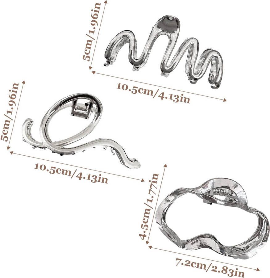 Grote haarspelden voor dames 3 stuks zilver haarspelden metalen haarspelden grote haarklemmen antislip voor dik haar voor dun haar zilver