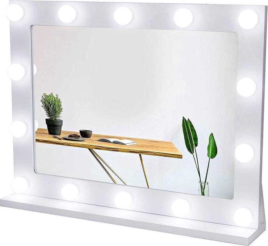 Grote Hollywood spiegel met verlichting voor kaptafel Houten make-upspiegel met verlichting
