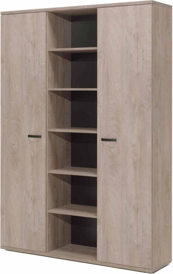 Grote kantoorkast Erasmus Eiken Breedte 160 cm Hoogte 222 cm Diepte 40 cm Met planken Met openslaande deuren