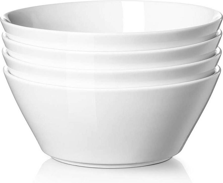 Grote keramische soepkommen set Φ18cm 950ml Ontbijtkommen voor keuken Witte ramenkom voor noedel Porseleinen slakommen set van 4 Salade fruit vaatwasser en magnetron
