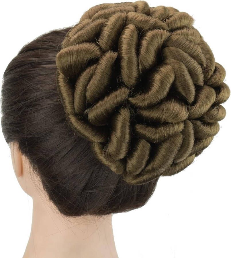Grote Maat Gevlochten Rommelige Scrunchies Chignon Danser Haar Cover Donut Haarstukje Haarbroodjes Pruik Updo Lichtbruin