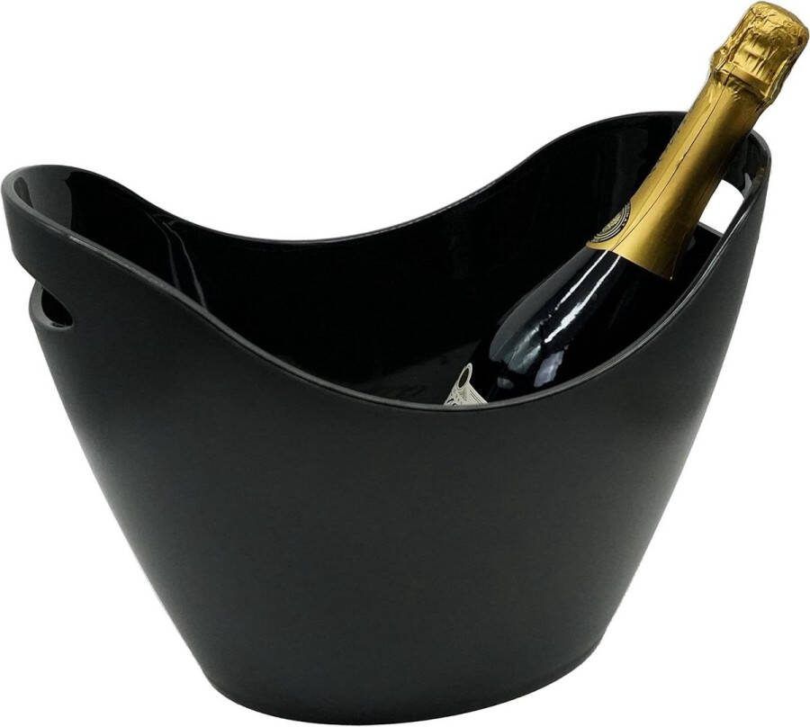 Grote mat zwarte champagnekoeler onbreekbaar vaatwasmachinebestendig ca. 35 x 26 cm 6 liter