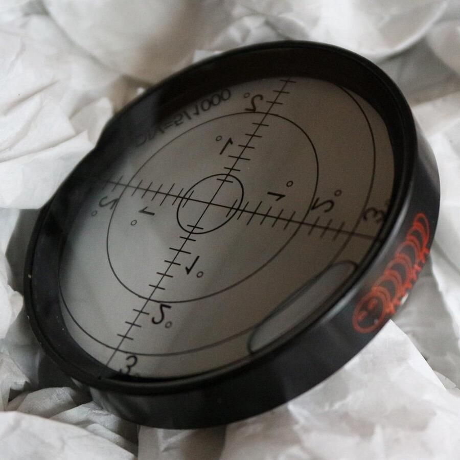 Grote metalen waterpas met luchtbel 60 mm diameter gradenafgifte bodem-waterpas metalen behuizing Bullseye