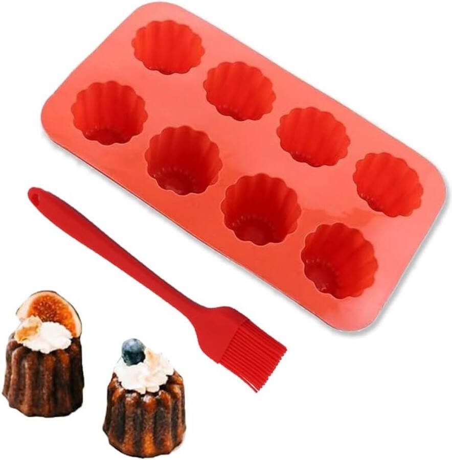 Grote muffinvorm van siliconen muffin bakplaat siliconen vorm 8 holle ruimtes muffinvorm met borstel cupcake muffins vormen voor cupcakes brownies cake pudding (28 5 x 17 x 5 cm)