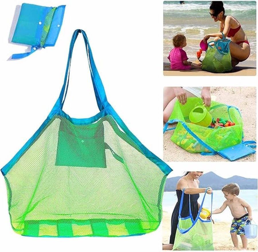 Grote nettas voor zandspeelgoed 45 x 30 x 45cm Strandtas Nylon mesh strandtas nettas voor zandspeelgoed opbergtas opvouwbare handtassen zandspeelgoed opbergtas Zandspeelgoed opbergtas mesh